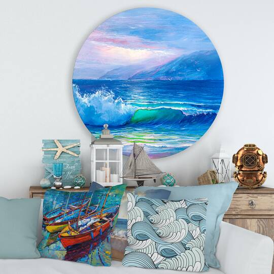 Designart - Blue Waves Breaking At The Beach II